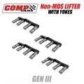 Non-MDS Lifter for Dodge Gen III Hemi w/ Yokes, Set of 16 Lifters w/ 4 Yokes