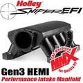 Gen3 HEMI Sniper Performance Intake Manifold MOPAR Throttle Body Compatible Black Finish by Holley, Cut by MMX - Part# 837252