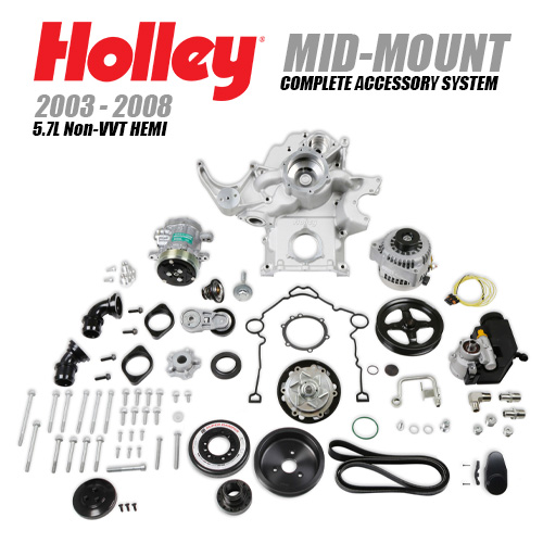 2003 - 2008 5.7L Non-VVT HEMI Mid-Mount Complete Accessory System (Cast) (SFI Certified Damper Style) by Holley
