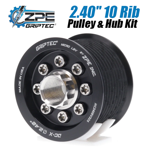2.40-inch 10 Rib ZPE GripTec 2pc HellCat L3V Black Pulley & Hub Kit by ZPE GripTec