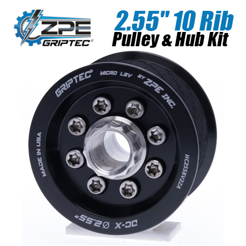 2.55-inch 10 Rib ZPE GripTec 2pc HellCat L2V Black Pulley & Hub