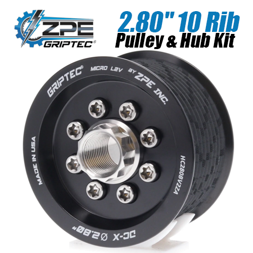 2.80-inch 10 Rib ZPE GripTec 2pc HellCat L2V Black Pulley & Hub Kit by ZPE GripTec