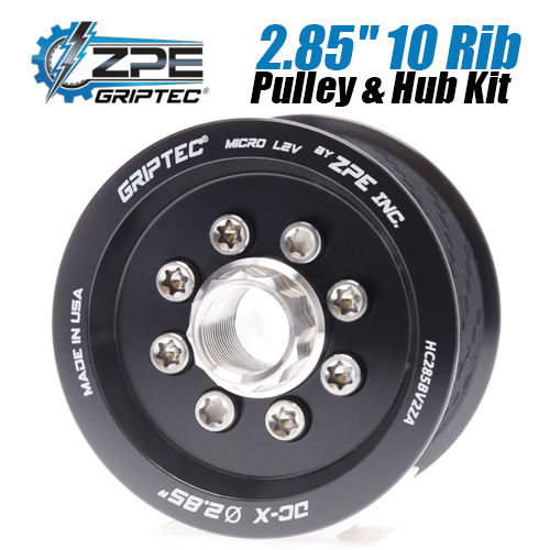 2.85-inch 10 Rib ZPE GripTec 2pc HellCat L2V Black Pulley & Hub Kit by ZPE GripTec
