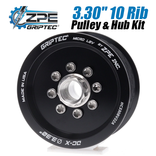 3.30-inch 10 Rib ZPE GripTec 2pc HellCat L2V Black Pulley & Hub Kit by ZPE GripTec