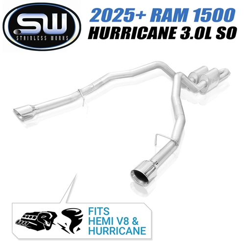 2025-2026 RAM 1500 Hurricane 3.0L i6 Twin Turbo Catback Exhaust System by Stainless Works